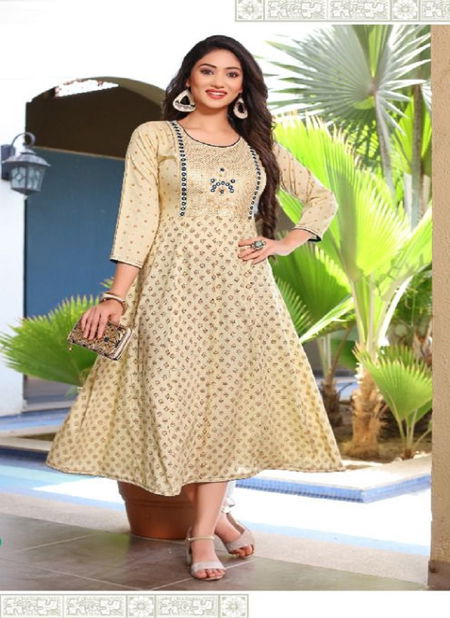 Hinaya Aaina 3 Rayon Printed Designer Ethnic Wear Anarkali Kurti Collection Catalog